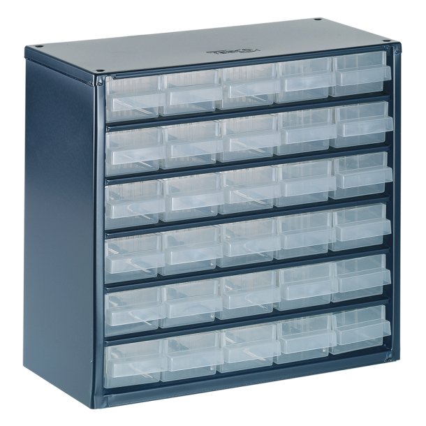 Skuffereol med 30 skuffer