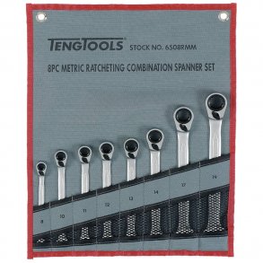 Teng Tools Ringgaffelngle st med skralde 8-19 mm.