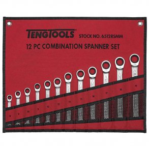 Teng Tools Ringgaffelngle st med skralde 8-19 mm.